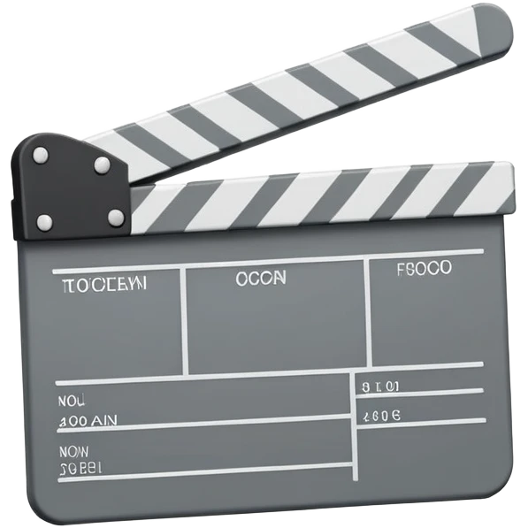 minimalist movie clapperboard with single diagonal line and thin geometric outline emoji