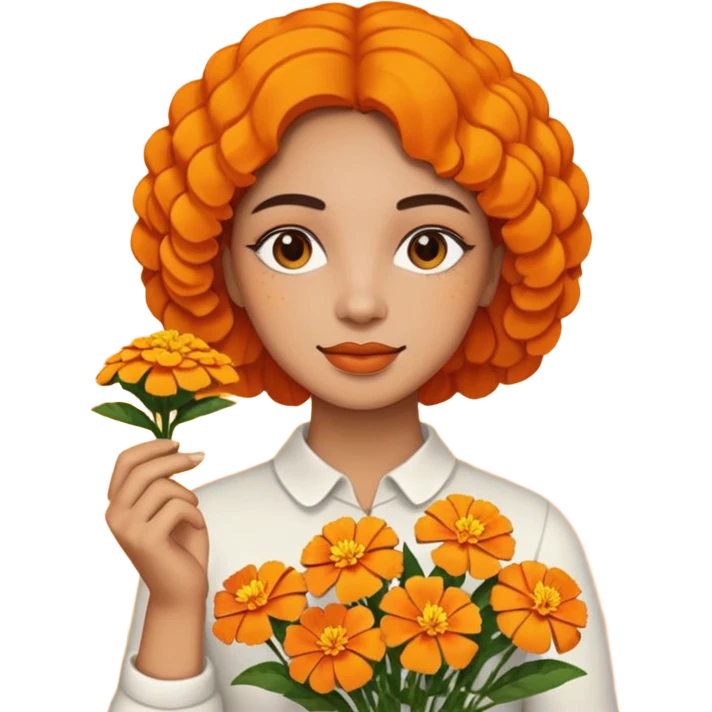 woman holding marigolds emoji