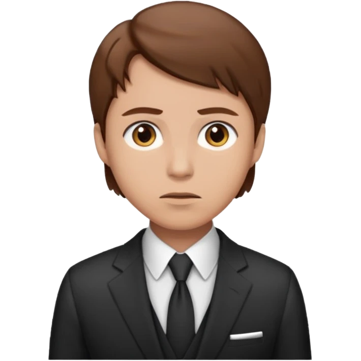 Mach mir einen trader an der börse mit braunen haaren mit einem fragenden blick und mit anzug emoji