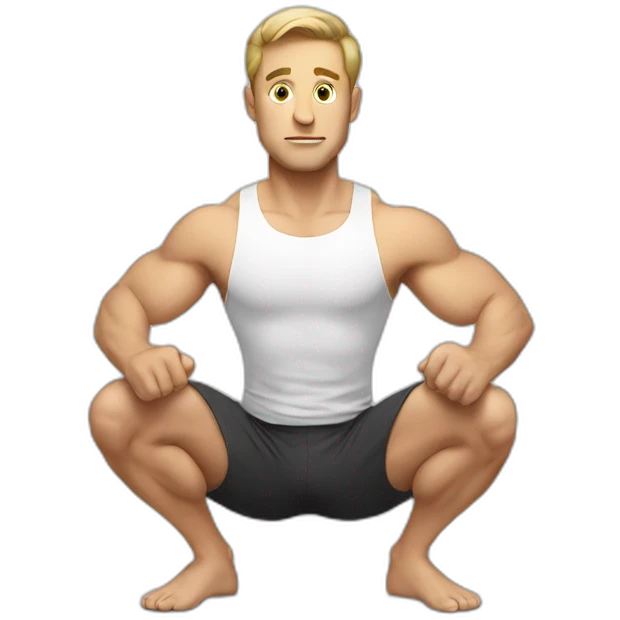 white man doing squats emoji