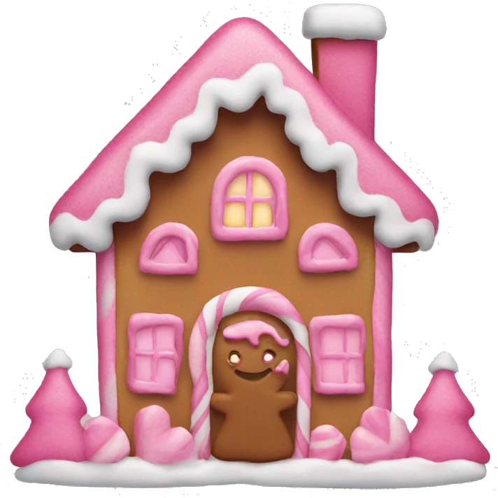 A pink gingerbread house emoji