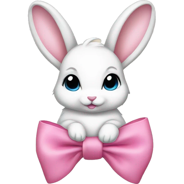 Baby bunny with coquette bow on ear emoji