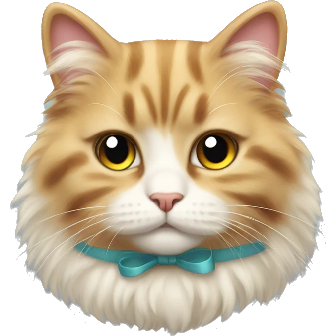 Fluffy cat with a bow emoji