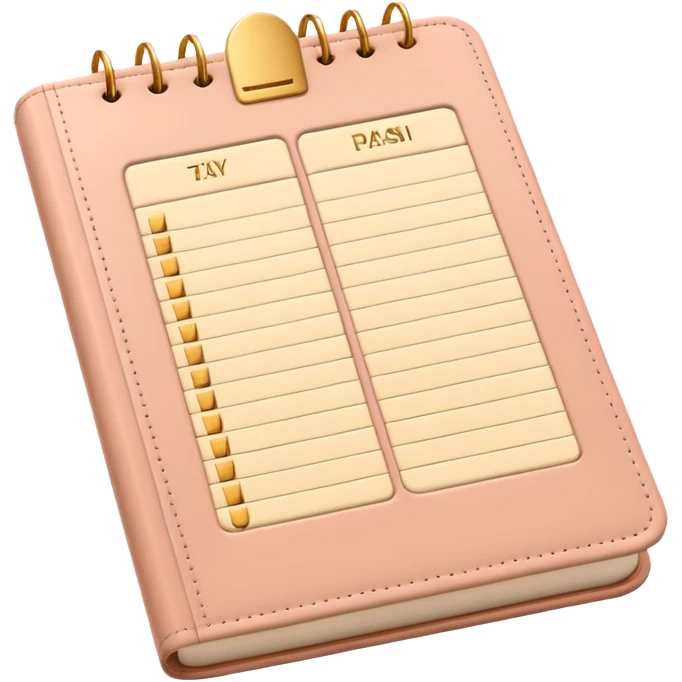 modern elegant planner with checkmarks emoji, 3D style, soft terracota beige or pink and gold, clean design emoji