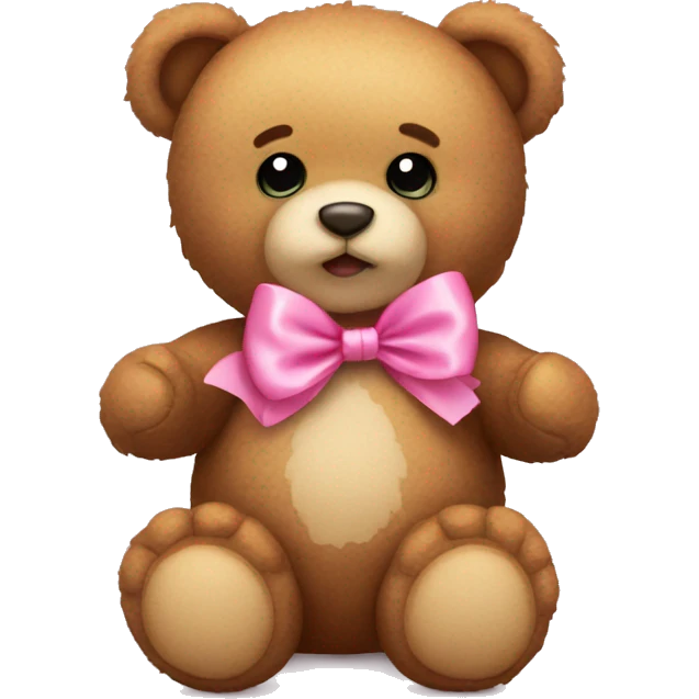 Teddy bear with pink bow emoji