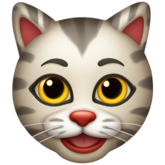 gatito maquillado como payaso emoji