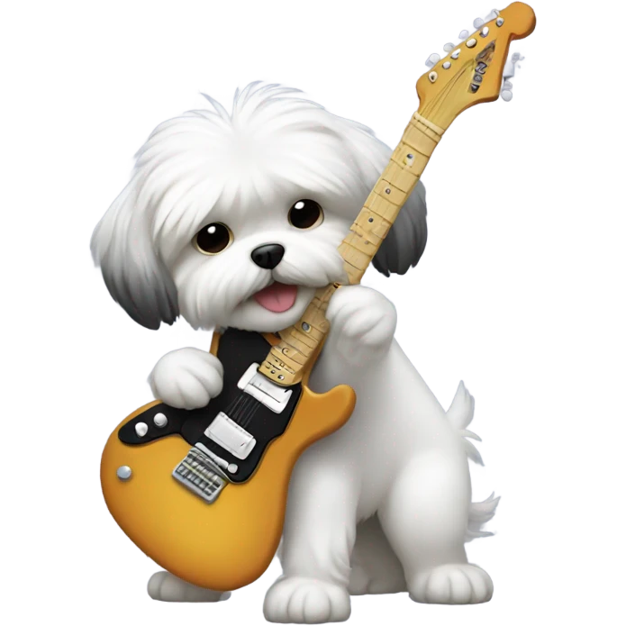 Shitzu dog playing electric guitar emoji
