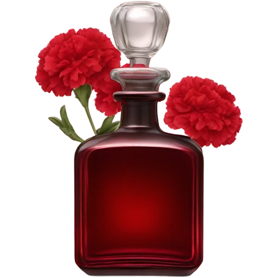 Dark red vintage French style perfume bottle with red carnations emoji