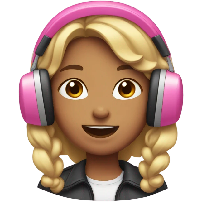 girl with pink earmuffs singing emoji