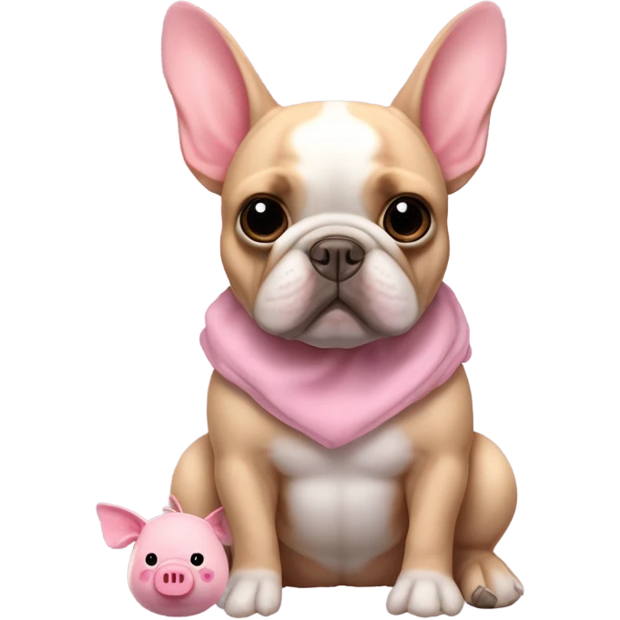 french bulldog with pig plushie emoji