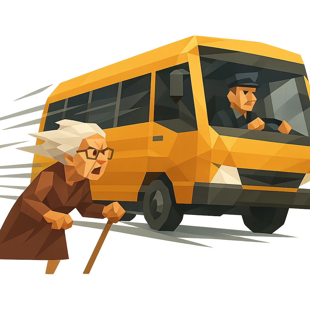 bus with a driver that goes really fast from old lady emoji