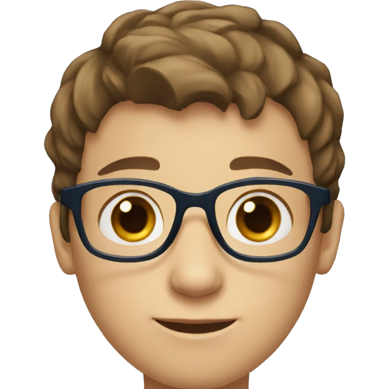 Young boy with short brown hair, Blue eyes and glasses emoji