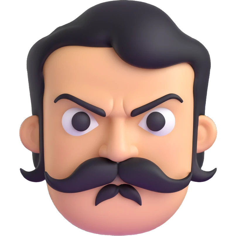 angry face with mustache emoji