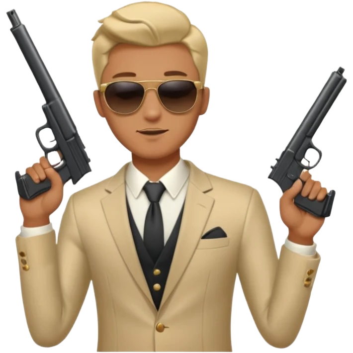 a handsome guy wearing a party clothes with sun glasses and a gun. emoji