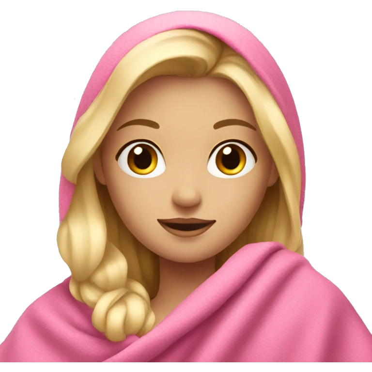 Blond girl with a pink blanket emoji