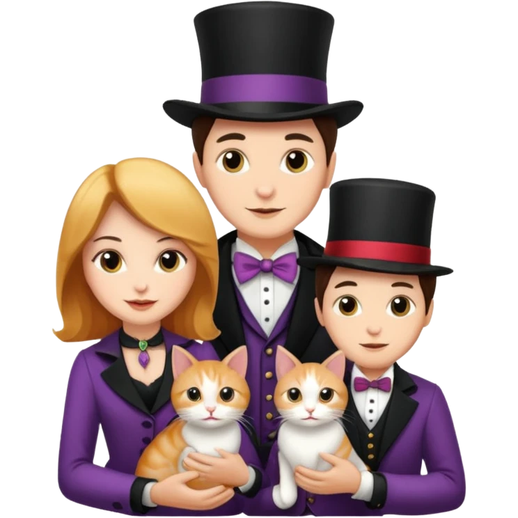magician couple and their pet cat emoji