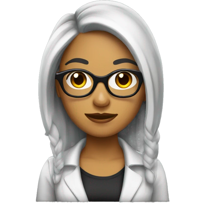 Chica latina con cabello negro lacio largo y gafas emoji