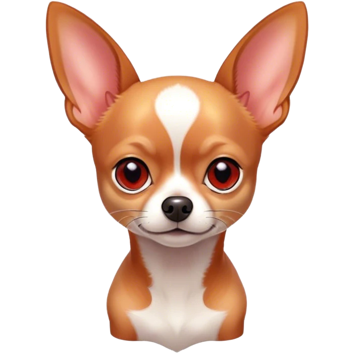Cinematic Noble Red/White Short Haired Chihuahua Portrait Emoji, Poised and regal, with a compact, muscular build and a striking red and white coat, deep-set soulful dark eyes, Simplified yet sharp and sophisticated features, highly detailed, glowing with a soft, dignified glow, high shine, intelligent and loyal, stylized with an air of strength, focused and attentive, soft glowing outline, capturing the essence of a watchful and confident guardian, so majestic it feels as though it could step out of the screen with effortless authority! emoji