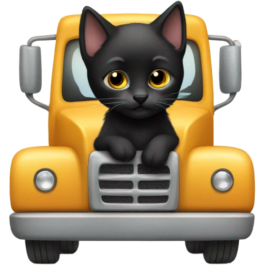 Black kitten driving a truck  emoji