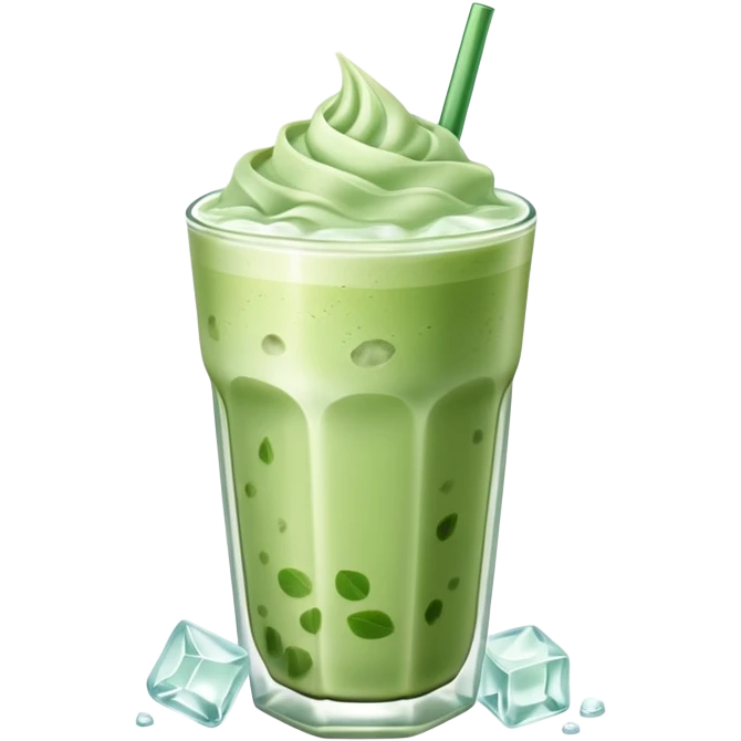 iced matcha latte with ice cubes pale green emoji