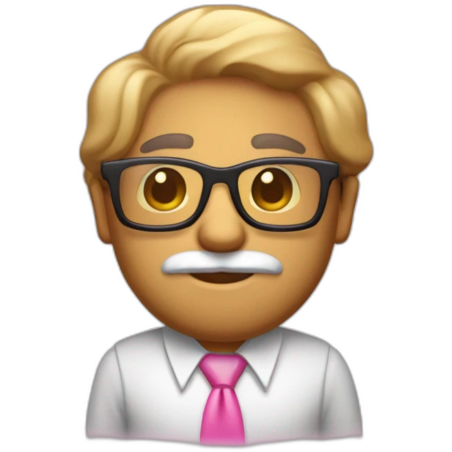 persona mayor pelo blanco barba blanca y gafas transparentes con camisa rosa emoji