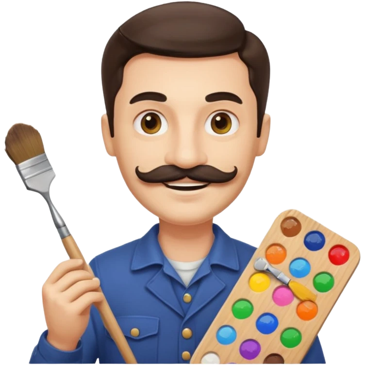 artist with palette and moustache smiling emoji