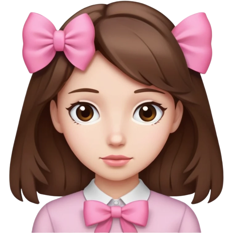 brown open hair from behind with a pink bow emoji