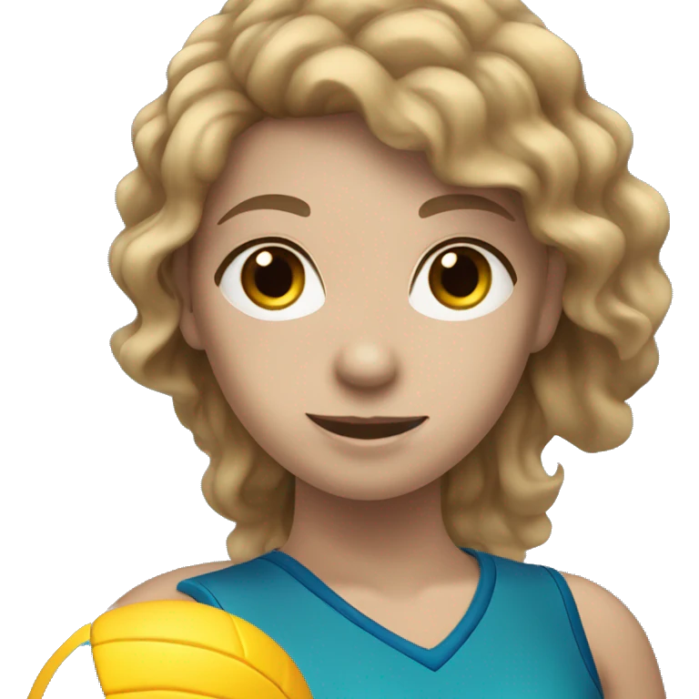 Girl with white skin and brown wavy hair playing volleyball emoji