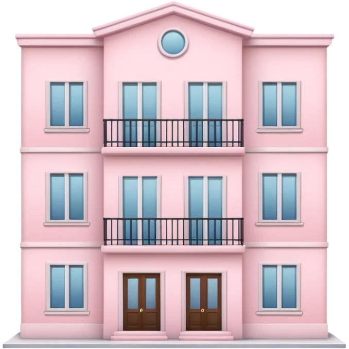 An apartment building with baby pink details emoji