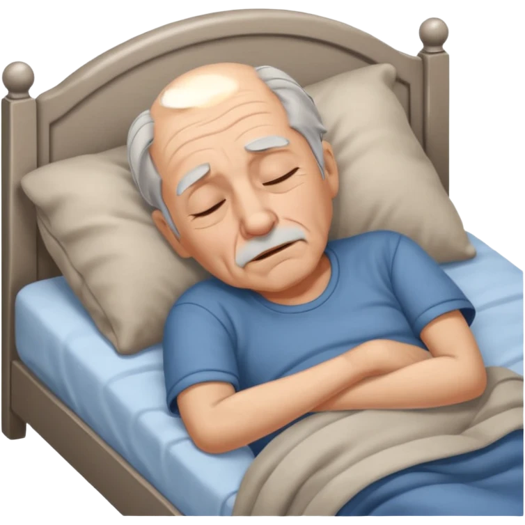 sleepy old man lying down on bed emoji