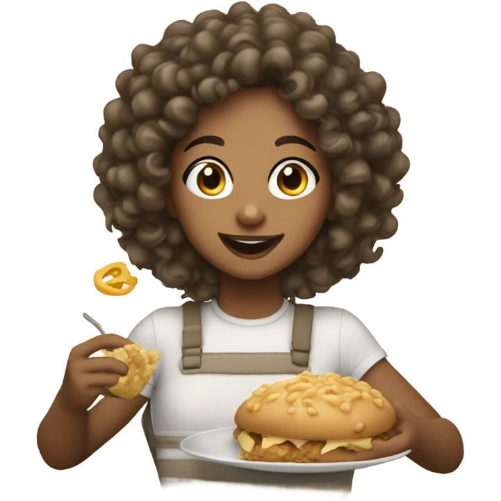 Lightskin curly hair girl eating emoji