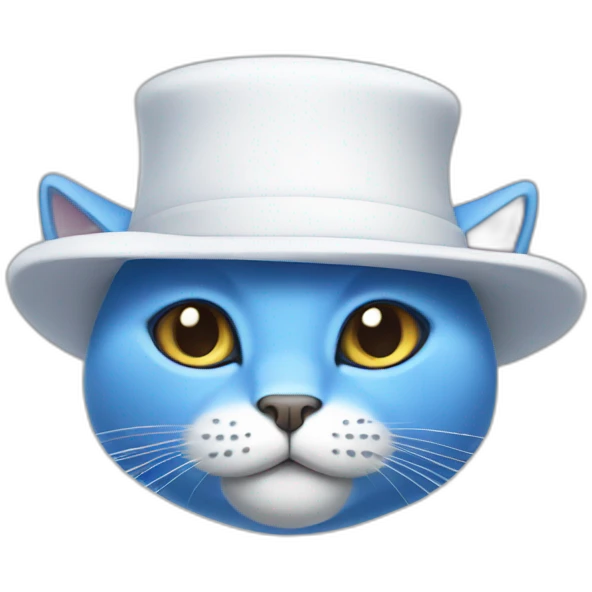 Blue cat with white dress and white hat emoji