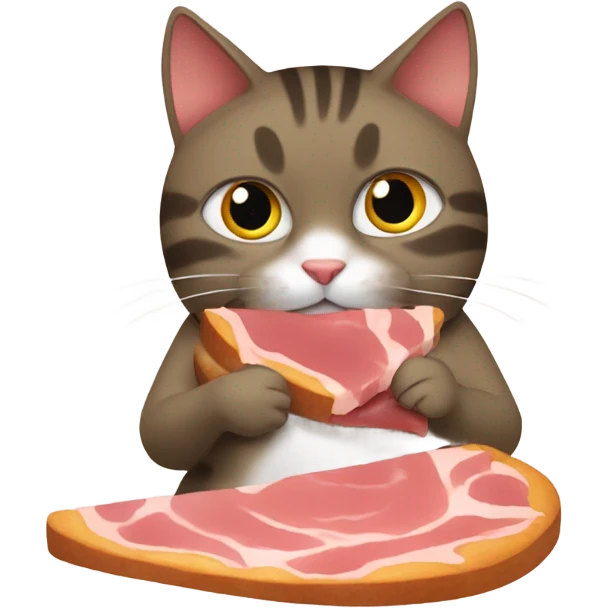 Cat  eating ham  emoji