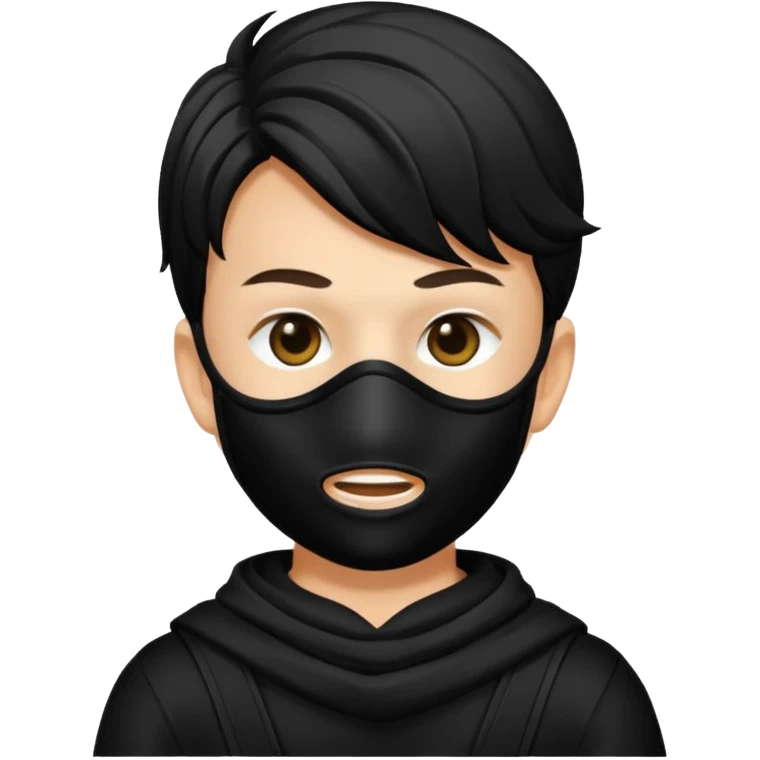 a boy wearing mask black emoji