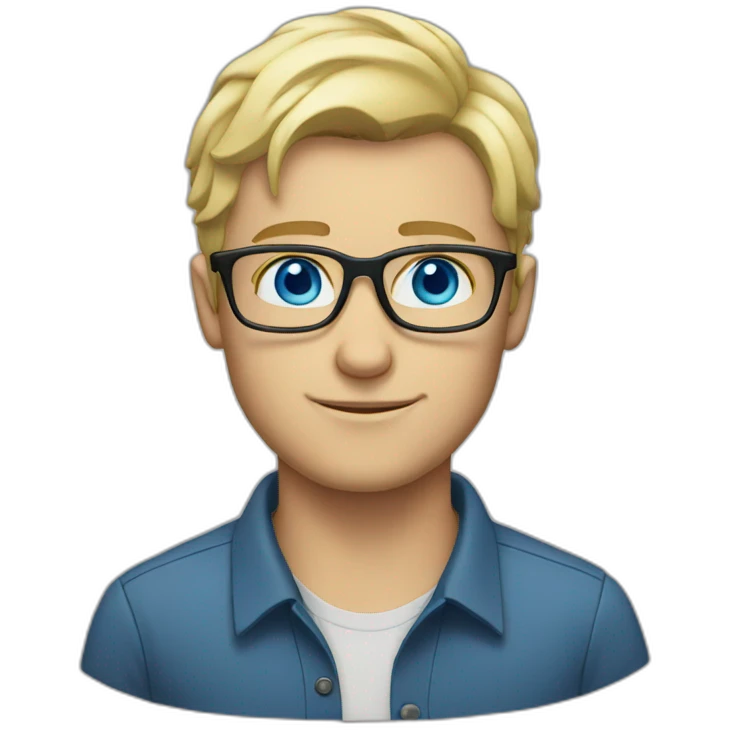 blonde guy with glasses an blue eyes emoji