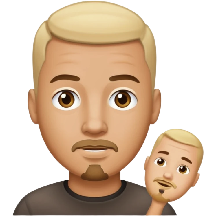 blonde buzz cut on a tan man with a brunette gottee emoji