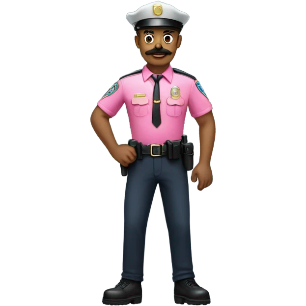 Cop with a mustache in pink shirt and wearing roller blades emoji