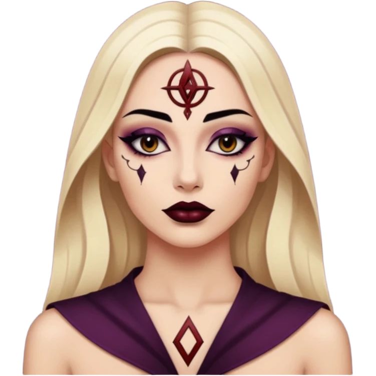 Dark oil traced over woman’s skin forming occult symbols, sensual devotion emoji