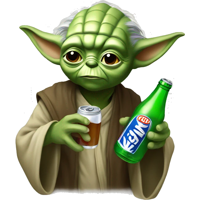 Yoda drinking soda bottle emoji