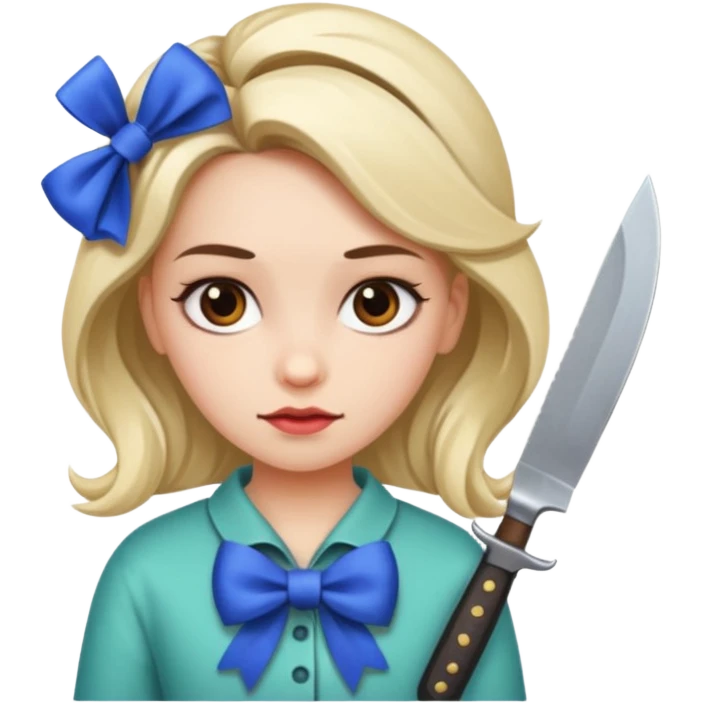 Photo of a killer girl with a knife and a graphic bow in her hair emoji