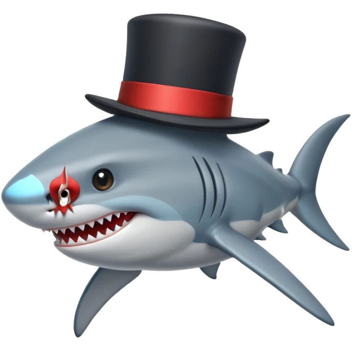 Shark with a top hat emoji