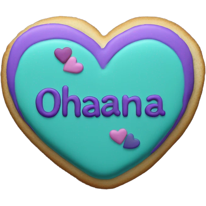 Teal purple Cookie heart with ohana emoji