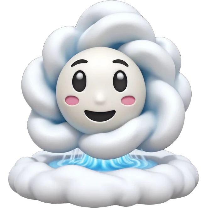 3D render of Blizzard, miniature weather phenomenon, volumetric particle effects, swirling white snow and wind vortex, elemental energy, emoji style, isolated on white background --v 6.0. emoji