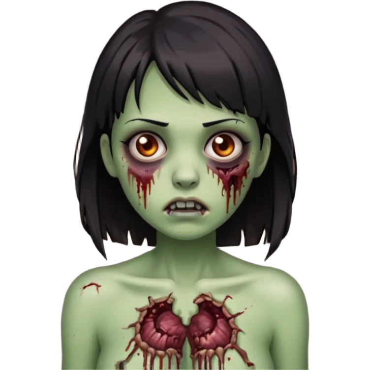 menina zumbi de franja e morena cabelos pretos e seios avantajados emoji