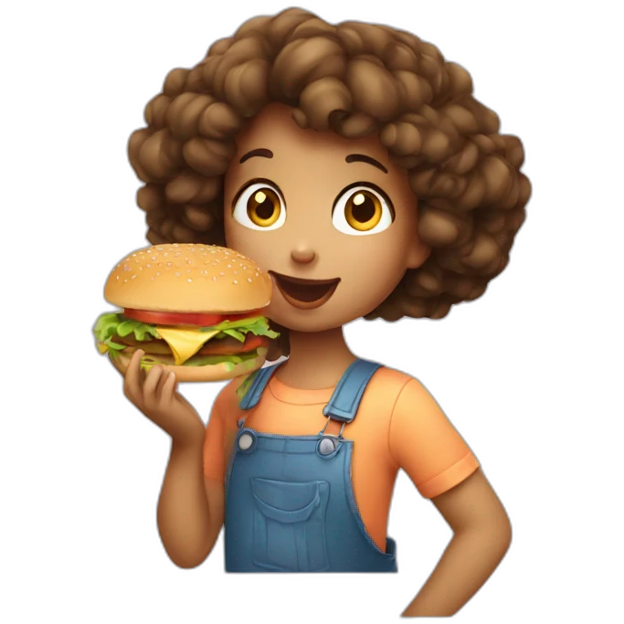 a little girl eating burger emoji
