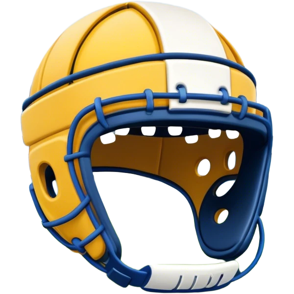Cinematic Realistic image of rugby headgear with detailed padding and rugged design elements, set against a blurred stadium background with bold, high-contrast lighting that highlights its protective design emoji