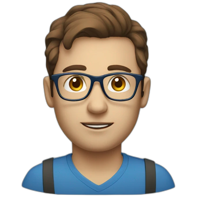 project manager brown hair glasses blue shirt emoji