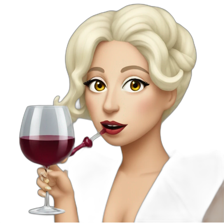 Lady Gaga drinking wine emoji