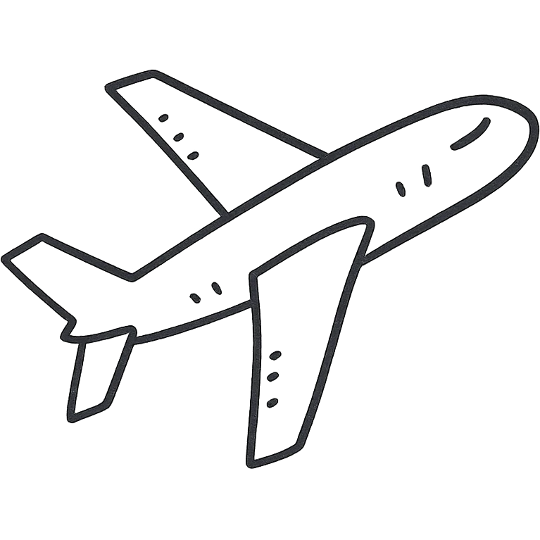 black airplane icon, hand-drawn outline, suitable as a placeholder emoji