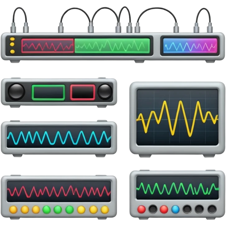 Emoji kit of all emotions being done like An oscilloscope, animated emoji